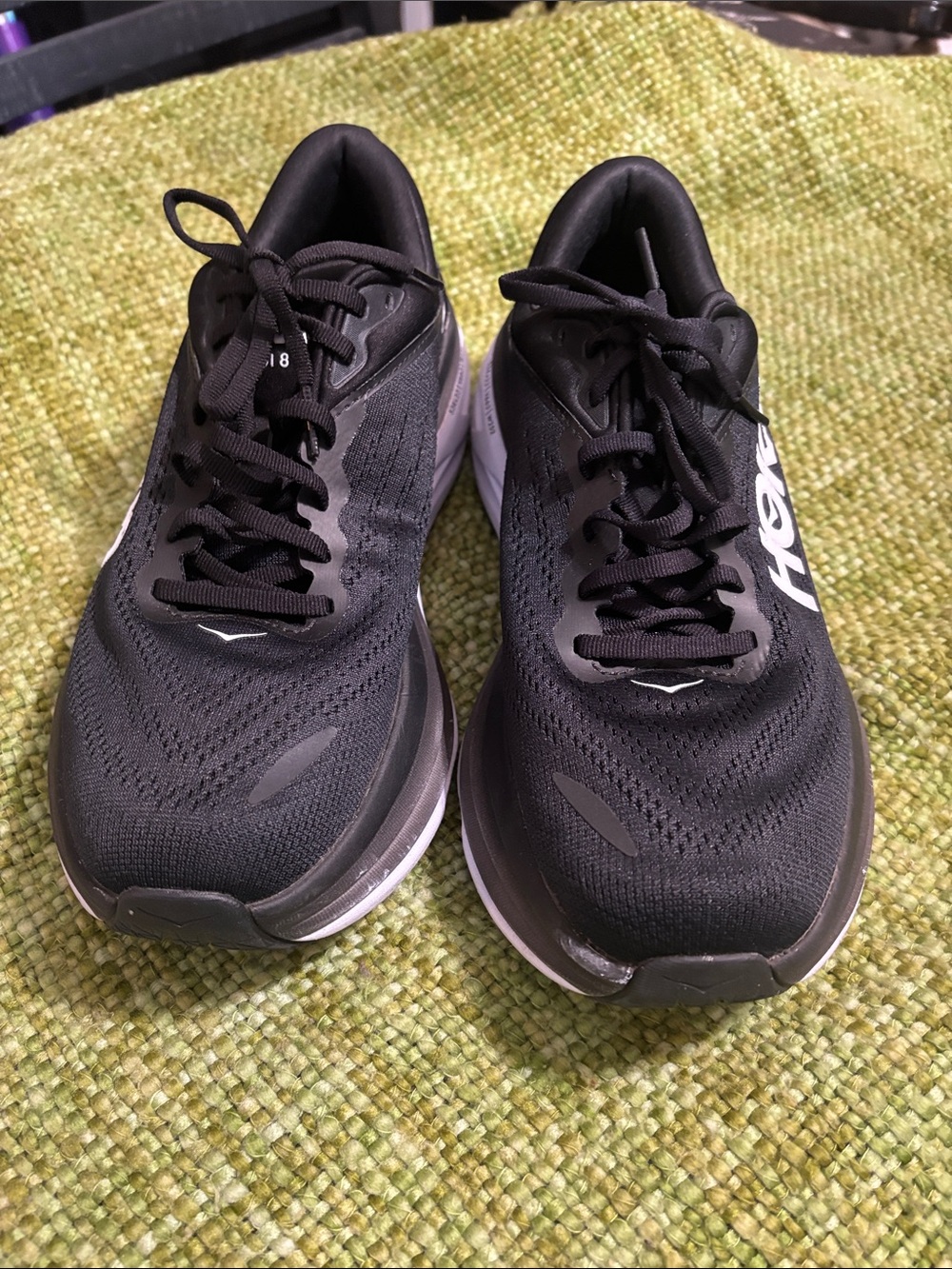 Hoka Bondi 8 Men's Black and White Athletic Running Shoes